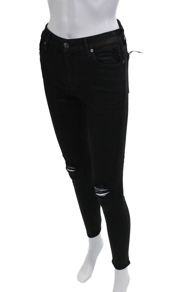 7 For All Mankind Women Skinny Ankle Black Jeans Size 27