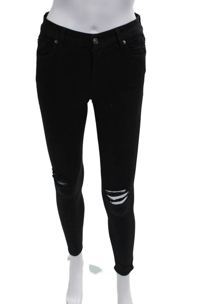 7 For All Mankind Womens Skinny Jeggings Black High Rise Size 26