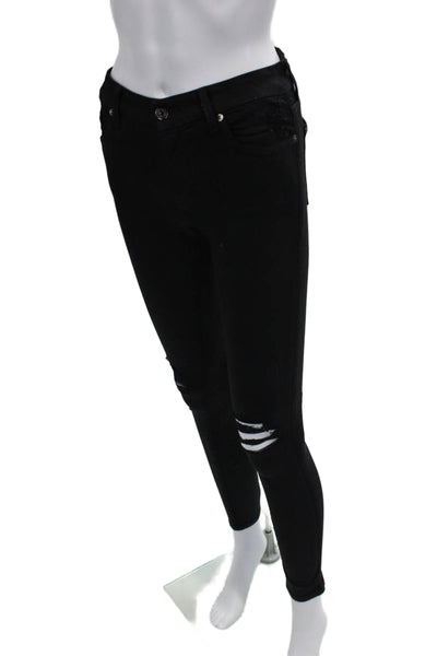 7 For All Mankind Womens Skinny Jeggings Black High Rise Size 26