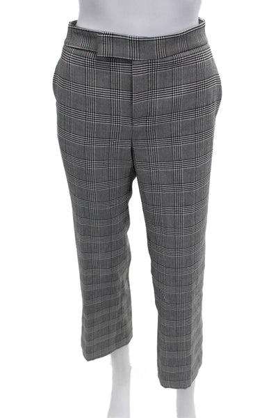 Zara Woman Women Ankle Cropped Dress Pants Black Checked Polyester Blend Size 4