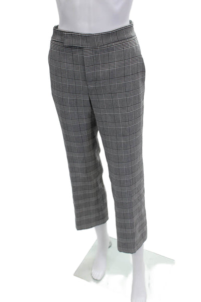 Zara Woman Women Ankle Cropped Dress Pants Black Checked Polyester Blend Size 4