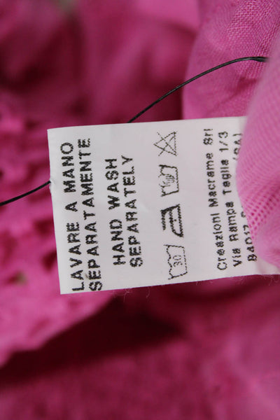Temptation Positano Women Pink Linen Geometric Blouse 3/4 Sleeve Size S