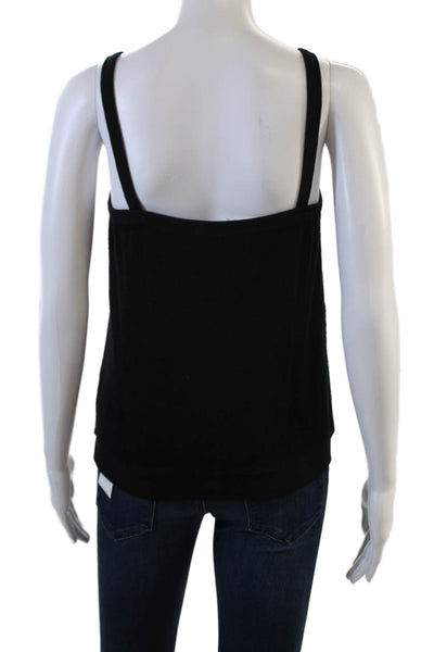 Perfect White Tee Womens Black Cotton Square Neck Camisole Sleeveless Size 8