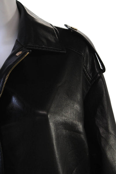 Generation Love Womens Black Bomber Jacket Biker Collared Button Size S