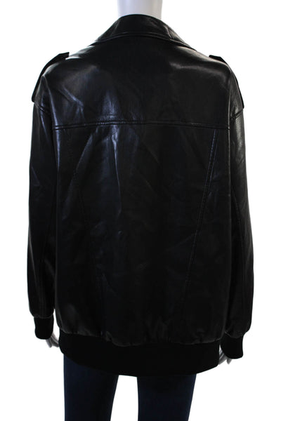 Generation Love Womens Black Bomber Jacket Biker Collared Button Size S