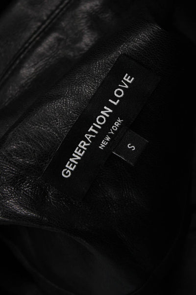 Generation Love Womens Black Bomber Jacket Biker Collared Button Size S