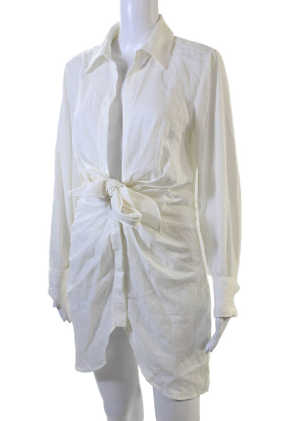 Choosy Women Shirt Dress White Collared Long Sleeve Button Knee Length Size 4
