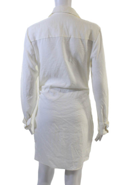 Choosy Women Shirt Dress White Collared Long Sleeve Button Knee Length Size 4