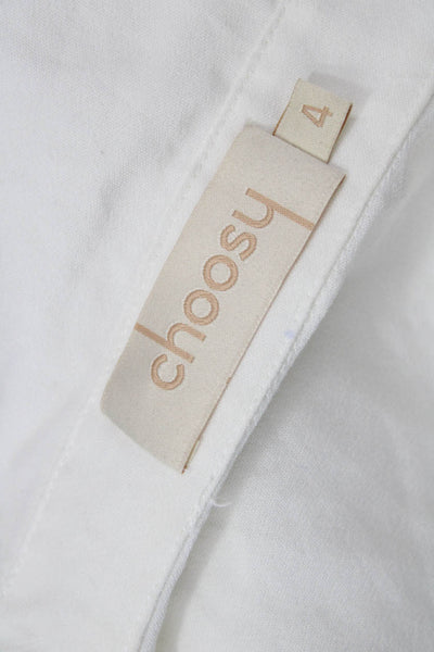 Choosy Women Shirt Dress White Collared Long Sleeve Button Knee Length Size 4