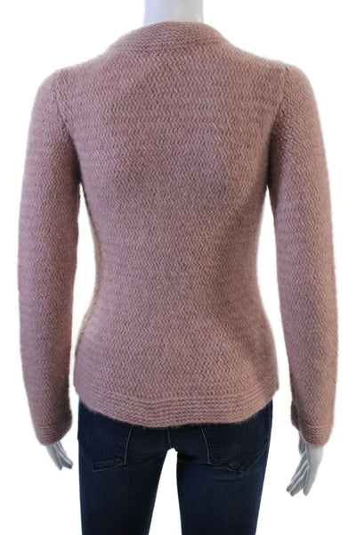 Nina Bauer Unisex Pink Herringbone Crewneck Pullover Size S