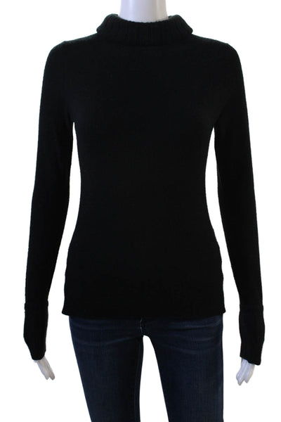 Kinross Cashmere Womens Pullover Sweater Black Mock Neck Long Sleeve Size XS