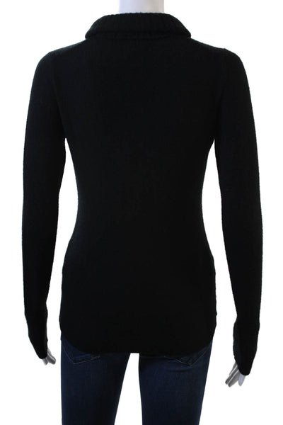 Kinross Cashmere Womens Pullover Sweater Black Mock Neck Long Sleeve Size XS