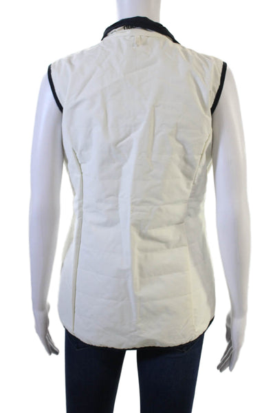 Dubarry Women Quilted Windbreaker Vest Dark Blue High Neck Zip Nylon Size 34