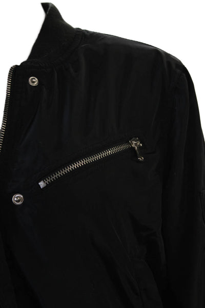 Cotton Candy LA Womens Bomber Jacket Black Polyester Button Crew Neck Size S
