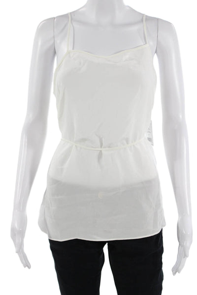 Equipment Femme Womens Camisole White Cotton Sleeveless Designer Size L