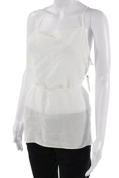 Equipment Femme Womens Camisole White Cotton Sleeveless Designer Size L