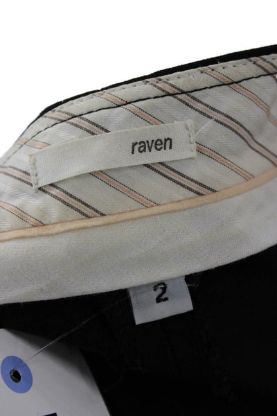 Raven Women Ankle Dress Pants Black Button Viscose Blend Size 24