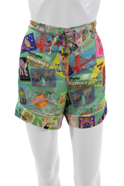 Karen Mabon Unisex Graphic Print Drawstring Shorts Multi Color Size XS