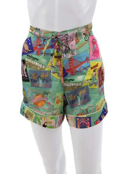 Karen Mabon Unisex Graphic Print Drawstring Shorts Multi Color Size XS