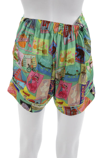 Karen Mabon Unisex Graphic Print Drawstring Shorts Multi Color Size XS