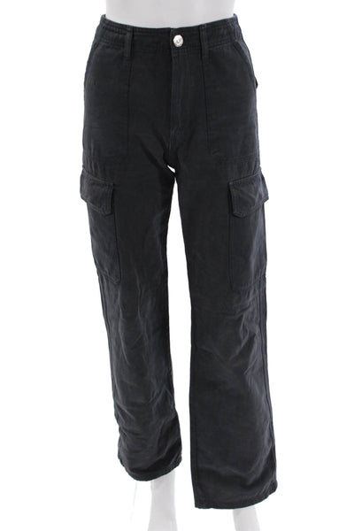 Zara Unisex Dark Gray Cargo Pants 100% Cotton Button Inseam 30 Size 25