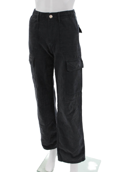 Zara Unisex Dark Gray Cargo Pants 100% Cotton Button Inseam 30 Size 25