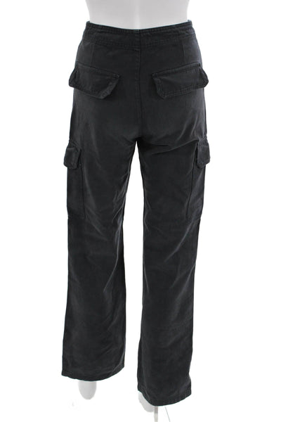 Zara Unisex Dark Gray Cargo Pants 100% Cotton Button Inseam 30 Size 25