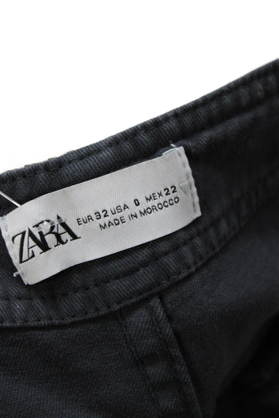 Zara Unisex Dark Gray Cargo Pants 100% Cotton Button Inseam 30 Size 25