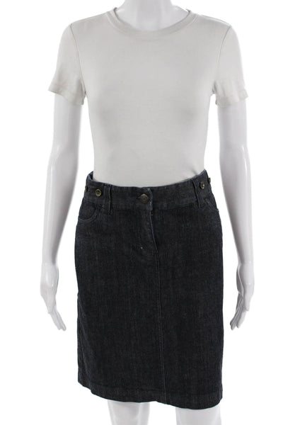 J Crew Womens Straight Pencil Skirt Dark Blue Cotton Stretch Knee Length Size 8