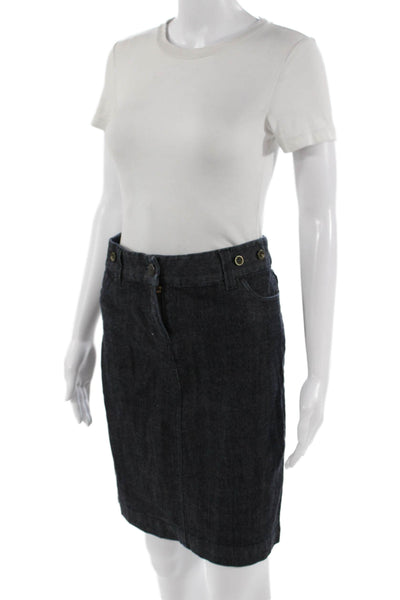 J Crew Womens Straight Pencil Skirt Dark Blue Cotton Stretch Knee Length Size 8