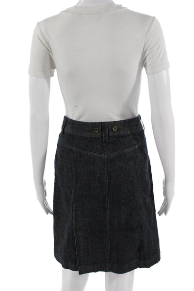 J Crew Womens Straight Pencil Skirt Dark Blue Cotton Stretch Knee Length Size 8