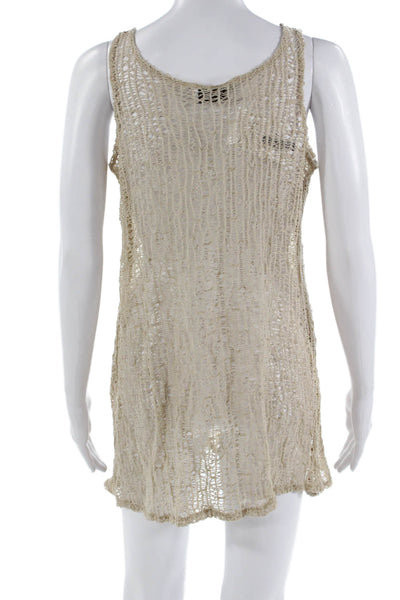 J Valdi Women Beige Tank Dress Beach Poly Blend Drawstring Size One Size