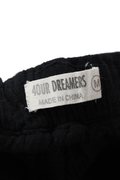 4OUR DREAMERS Womens Cropped Pants Black Cotton Drawstring Bohemian Size M