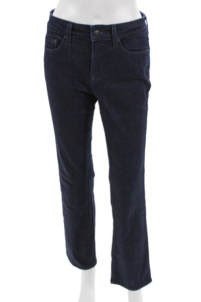 NYDJ Women Straight Dark Blue Mid Rise Petite Jeans Button 29in Size 4P