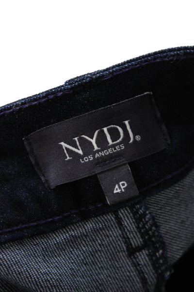 NYDJ Women Straight Dark Blue Mid Rise Petite Jeans Button 29in Size 4P