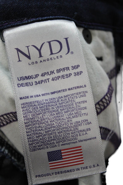 NYDJ Women Straight Dark Blue Mid Rise Petite Jeans Button 29in Size 4P