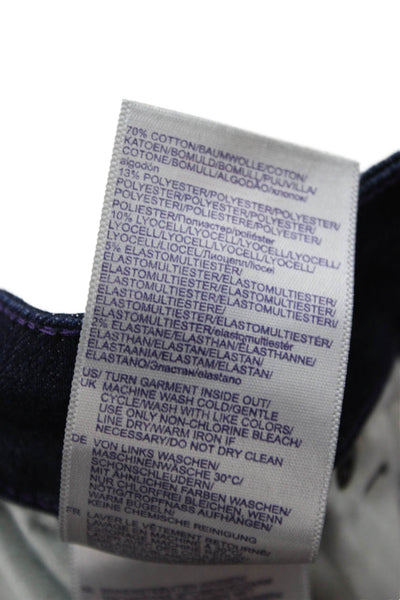 NYDJ Women Straight Dark Blue Mid Rise Petite Jeans Button 29in Size 4P