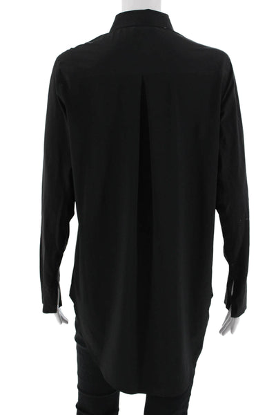 Athleta Women Black Collared Long Sleeve Button Up Top Size S