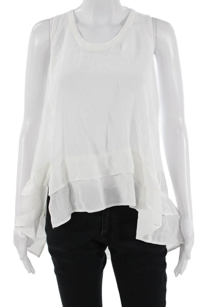 Wilt Women Sleeveless Tunic Bohemian White Round Neck Solid 100% Viscose Size M