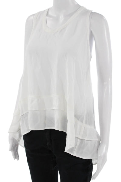 Wilt Women Sleeveless Tunic Bohemian White Round Neck Solid 100% Viscose Size M
