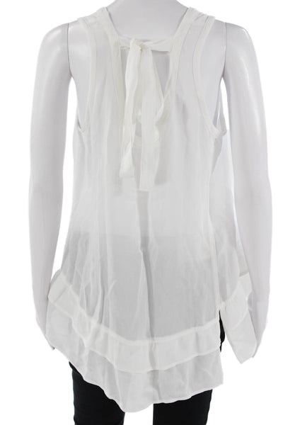 Wilt Women Sleeveless Tunic Bohemian White Round Neck Solid 100% Viscose Size M