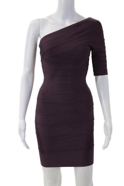 Herve Leger Women Bodycon Mini Dress Purple Zip Size 2XS