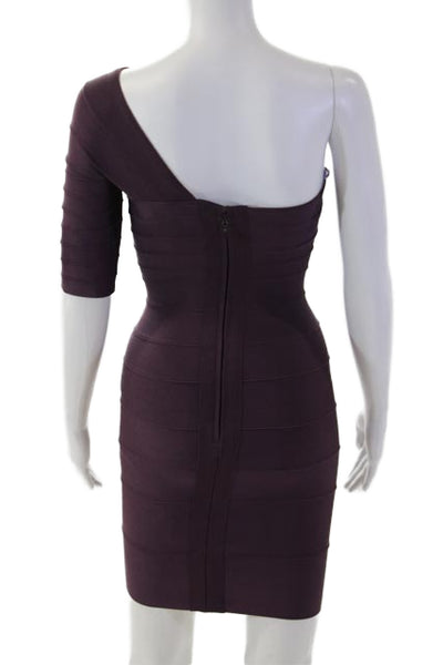 Herve Leger Women Bodycon Mini Dress Purple Zip Size 2XS