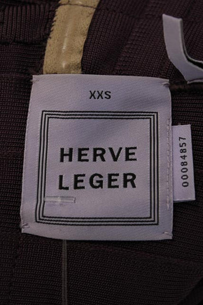 Herve Leger Women Bodycon Mini Dress Purple Zip Size 2XS
