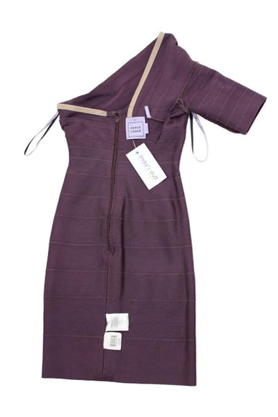 Herve Leger Women Bodycon Mini Dress Purple Zip Size 2XS