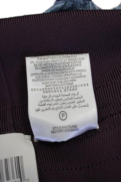 Herve Leger Women Bodycon Mini Dress Purple Zip Size 2XS
