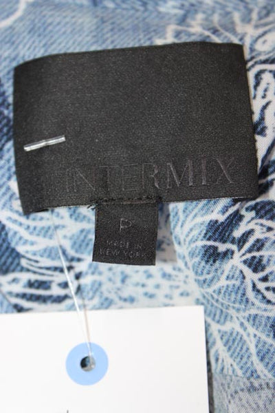 Intermix Women Blue Floral V-Neck Long Sleeve Jumpsuit 100% Viscose Size PP