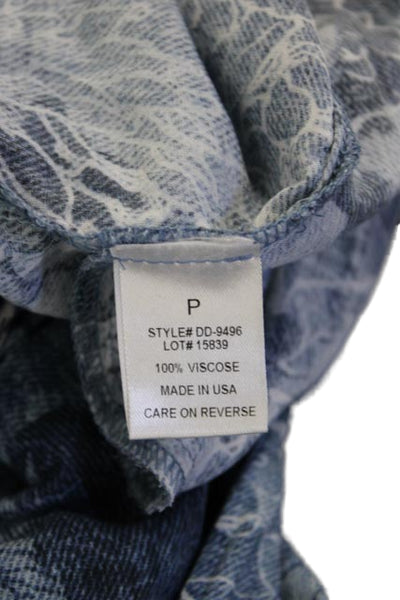 Intermix Women Blue Floral V-Neck Long Sleeve Jumpsuit 100% Viscose Size PP