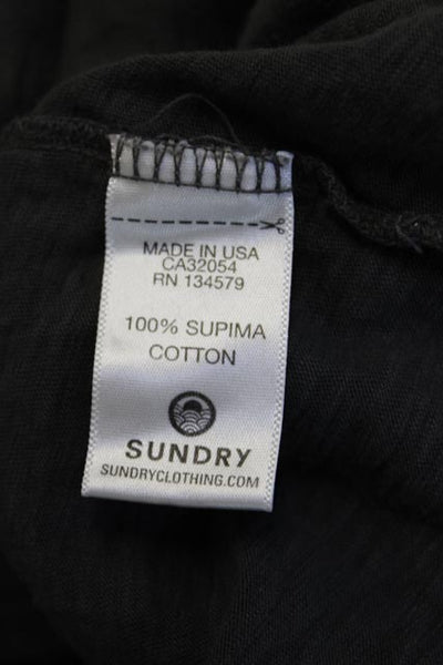 Sundry Women V-Neck Jersey T-Shirt Dark Gray Supima Cotton Long Sleeve Size 1