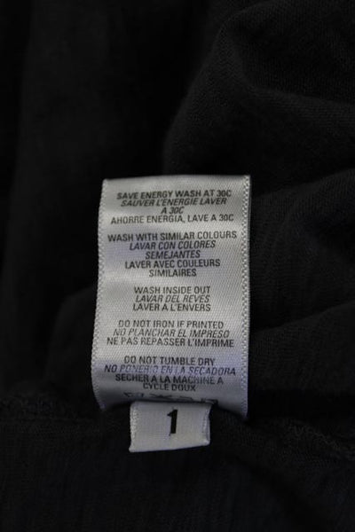 Sundry Women V-Neck Jersey T-Shirt Dark Gray Supima Cotton Long Sleeve Size 1